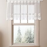 Issimober Scheibengardine Halbtransparent für Küchenfenster und Wohnräume Bistrogardine Kurz Vorhang mit Feiner Struktur für Moderne Küchengardinen 160 x 60