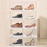 Rgqphantom Schuh-Aufbewahrungsbox, stärkere Schuhbox mit Acryl-Magnettür für Sneaker-Display, stapelbare, transparente Boxen für Schrank, einfache Montage, Sneaker-Aufbewahrungsbox, Schuhbox für