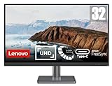 Lenovo L32p-30 80 cm (31,5 Zoll, 3840x2160, UHD, 60Hz, WideView, entspiegelt) Monitor (HDMI, DisplayPort, USB Type-C, 4ms Reaktionszeit, AMD Radeon FreeSync) schwarz
