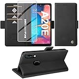 Giyer Handyhülle für Samsung Galaxy A20e Hülle mit Displayschutzfolie, Schutzhülle Galaxy A20e/A10e PU Leder Wallet Flip Case Standfunktion Kartenfach Klapphülle für Samsung A20e Cover (Schwarz)