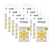 Phonak Hörgerätebatterien - P10 gelb PR70 - (60er Pack / 10x 6er Blister)