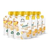 Amazon-Marke: Mama Bear Bio Zubereitung aus Joghurterzeugnis Pfirsich, Banane und Joghurt, Vegetarisch, 90g (6er-Pack)