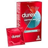 [NEU] Durex Gefühlsecht Slim Kondome – Dünne Kondome mit schmaler Passform & mit Silikongleitgel befeuchtet – 8er Pack (1 x 8 Stück)