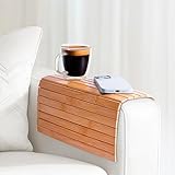 Praknu Sofatablett Armlehne - Flexible Couchablage aus FSC®-Bambus Holz - 𝗔𝗻𝘁𝗶-𝗥𝘂𝘁𝘀𝗰𝗵 & Verstellbar - Perfekt für Snacks, Getränke & Laptop - Leicht zu Reinigen