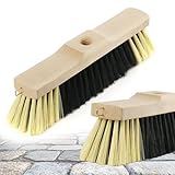 BEGRIS® Besen ohne stiel 40 cm PVC-Borsten Allflächenkehrer für jeden Untergrund Holzbesen mit Stielloch 1,5cm Witterungsbeständiges und Verzerrungen Material