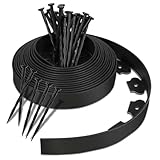 Flexible Rasenkante, 90 m, schwarzer Kunststoff, 270 Bodenanker, Beetumrandung, Wurzelbarriere, langlebig, flexible Einfassung für Landschaftsbau, 5 cm Höhe, ideal für Gartengestaltung