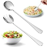 Fzyisw 2 Stück Salatbesteck Edelstahl Groß 28CM Servierlöffel Salat Salatgabel Groß, Salatgabeln aus Edelstahl, Salatlöffel mit Langen Griffen, Salatbesteck Set für Küche, Esszimmer