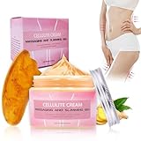 Shefave Senfsalbe Gegen Cellulite Creme Abnehmen Schnell Fettverbrenner mit Guasha Stein, Anti Cellulite Bauchfett Schnell Loswerden, Cellulitecreme für Taille, Arme, Gesäß, Oberschenkel, 100g