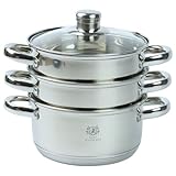 KARL HAUSMANN Dampfgarer Topf - 2.4L - 18 cm - Silber Dampftopf Edelstahl Induktion - Topf mit Dämpfeinsatz - Kartoffeldämpfer - Dämpfer Topf - Dampfkochtopf - Dampfgartopf - Steamer Pot Cooking