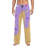 Pyjamahose Herren Schlafanzughose Lang Bedruckte Pyjama Hose Dünne Freizeithose Einfarbig Loungewear Casual Heimhose mit Kordelzug Elastischem Bund Baggy Schlafhose Lang Atmungsaktive Jogginghose