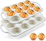 Werwing Muffinform aus Silikon, mit Metallrahmen, antihaftbeschichtet, BPA-frei, spülmaschinenfest, für Ofen, Gefrierschrank und Mikrowelle, 2 Stück