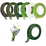 Canollo 6 Stück Floristenband, Floristenkrepp Blumenband, Floristenband Grün, 162m Floral Tape, Floristenkrepp Set, Kreppband Selbstklebend für Bouquet DIY Kunsthandwerk (27m/Rolle)