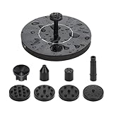 Solarbrunnenpumpe - Solarwasserpumpe - kreisförmige Solarwasserpumpe mit 6 Wasserspritzmodelle für Vogelbad, Garten, Terrasse, Aquarium