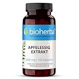 Apfelessig Kapseln 200 mg je Kapsel - 100 Kapseln = 100 Tage Entwässerung Wasser balance Kapseln Stoffwechsel Formel Shape Kapseln Apple Cider Vinegar Extrakt Chromverstärkte Laborgeprüft BIOHERBA