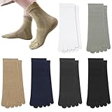 SCROLIEY 6 Paar Zehensocken für Damen, Baumwollsocken zum Laufen, Zehentrennersocken, Zehensocken, Schwarz, Weiß, Grau, Dunkelgrau, Tibetisches Blau, Beige, One size