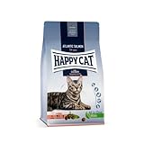 Happy Cat 70553 - Culinary Adult Atlantik Lachs - Katzen-Trockenfutter für ausgewachsene Katzen & Kater - 1,3 kg Inhalt