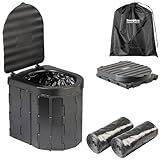 Semptec Urban Survival Technology Reisetoilette: Faltbare Campingtoilette mit Deckel, 24 Beutel, bis 150 kg schwarz (Toilette, Outdoor-Campingtoilette, Zelt)