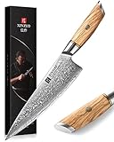 XINZUO 21.2cm Kochmesser 73 Schichten Damastpulverstahl, profi Chefmesser Gyuto-Messer, handgeschmiedet scharfe Klinge Küchenmesser-mit ergonomischer Olivenholz Griff - Lan Series