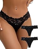 Schwarz Slips Unterwäsche für Frauen 2er Pack Sexy Spitze String Tanga Set Thong Seamless Hipster Unterhose Stretch Atmungsaktiv Panties Höschen Reizwäsche Für Sie(Boxer 2er Schwarz,3XL-4XL)