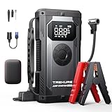 TREKURE Auto Starthilfe Powerbank mit Luftkompressor, 150PSI 4000A Spitzenstrom Starthilfe Powerbank für All Benzin und 10.0L Dieselmotor, Starthilfe mit LED, DC Ausgang und Dual USB