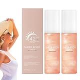 Sheer Body Mist Sunscreen SPF 42 | Sonnenspray Für Gesicht Körper | Wasserfestes Sonnenschutz Spray Mit Schimmerndem Öl | Sonnencreme Mit Schimmerndem Körperöl | Leichtem, Schnell Absorbierendem (2)