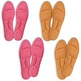 DECUIOCC 4 Paar Memory Foam Einlegesohlen, Arch Einlagen Fersensporn, Komfort Sport Schuheinlagen, Thermo-Einlegesohlen für Herbst- & Winterschuhe - Größen 37-38