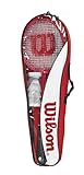 Wilson Badminton-Set, Tour, Unisex, Inkl. 4 Schläger, 3 Federbällen, 1 Netz, 2 Teleskopstangen, Bodenbefestigungen und Tragetasche, WRT8444003, Rot