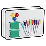 2 Stück Whiteboard Magnetwand, kleine doppelseitige Whiteboard Trocken abwischbare, A4-Format Magnettafel Magnetwand, mit trocken abwischbaren Stiften, Radiergummi, Magneten, 30 x 21 cm