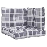vidaXL Palettenkissen 3-TLG., Palettenpolster für Europaletten, Palettensofa Kissen Indoor Outdoor, Palettenauflage Sitzkissen Rückenkissen Seitenkissen, Grau Karomuster Stoff