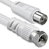 1aTTack.de SAT Antennenkabel Adapterkabel 1,5 Meter 2X geschirmt F-Stecker  Koax-Buchse SAT weiß F-Koax Ku 75db