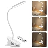 Aigostar LED Leselampe Bett, Dimmbarem Klemmlampe mit 360° Verstellbarem Flexiblem Arm, Wiederaufladbare USB-Leselampe mit 3 Helligkeitsmodi und 4000K Augenschutz Farben, für Kinder,Lesen, Arbeit