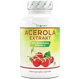 Acerola Kapseln - Natürliches Vitamin C - 240 Kapseln für 8 Monate – Premium: Hochdosiert mit 750 mg je Kapsel - Ohne unerwünschte Zusätze - Laborgeprüft - Vegan