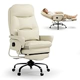 FLEXISPOT 3-in-1 Ergonomischer Relax- & Bürostuhl mit 160° Liegefunktion, Ausziehbarer Fußstütze, Dickem PU-Komfortpolster und Höhenverstellung Ideal zum Arbeiten, Entspannen & Mittagsschlaf Beige