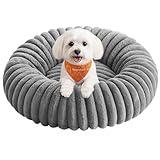 Feandrea Hundebett, mittelgroßes Katzenbett, 60 cm Durchmesser, Hundekörbchen, Hundekissen waschbar, weiche Polsterung, rutschfest, Taubengrau PGW302GD01