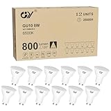 GY GU10 LED Kaltweiß Lampe, 8W 6500K 800 Lumen Kaltweiss Glühbirnen, Ersetzt 80W Halogenleuchtmittel, 120° Abstrahlwinkel Reflektor, Nicht dimmbar, 12 Stück