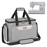 LEFOR·Z Nähmaschinentasche,Nähmaschine Tasche mit Taschen für Nähmaschinen und Nähzubehör,Nähtasche passend für die meisten Singer,Brother,Janome in Standardgröße,Nähbox groß,Grau