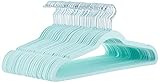 Amazon Basics Kleiderbügel für Anzüge, Samt, schmal, rutschfest, 50 Stück, Minzgrün/Silber