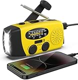 Solar Notfall Radio, Kurbelradio mit USB handyladefunktion NOAA Haus und Camping Wetter-Radio mit AM/FM, Dynamo Taschenlampe Kurbelradio, SOS-Alarm, Tragbare und Wiederaufladbar Kurbelradio