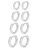 4 Paar kleine Creolen für Damen 925 Silber Post Huggie Creolen Set 18 Karat Gold/Silber Creolen Schläfer Ohrringe für Mädchen Mehrere Piercings Kleine Kugelohrstecker