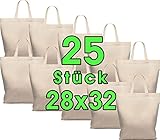25 STÜCK Baumwolltasche 28 x 32 cm - Jutebeutel mittel –...