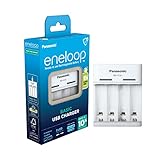 Panasonic eneloop Basic USB Ladegerät für 2 oder 4 AA/AAA NI-MH-Akkus, mit 6 Sicherheitsfunktionen und Micro USB-Ladekabel