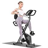 Dskeuzeew Heimtrainer Fahrrad Klappbar für Zuhause, 4-in-1 faltbarer Heimtrainer mit 8 Stufen verstellbarem Magnetwiderstand und Spannseil, klappbarer Heimtrainer, LCD-Display, Handpulssensoren