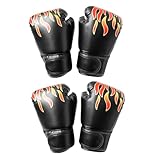 SHERCHPRY 2 Paar Boxhandschuhe 6oz PU Trainingshandschuhe mit Atmungsaktivem Innenfutter Schwarz Sparring Handschuhe für Jungen Mädchen MMA Karate Taekwondo