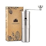 Groenenberg Kaffeemühle manuell mit Kegelmahlwerk | Kaffeemühle hand - Coffee Grinder aus Edelstahl | Espressomühle | Präzise Mahlgradeinstellung stufenlos