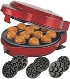 Epiq 3-in-1 Cake Maker Donut-, Muffin-,Cup- und Popcake-Maker 3 auswechselbare Backplatten, Rot Metallic,700 Watt,antihaftbeschichtet, 80000732