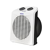 BLACK+DECKER BXSH2000E Heizlüfter für das Badezimmer, Kunststoff, 2 Heizleistungen 1000W oder 2000W, Belüftungsfunktion, kompakt, Abschaltfunktion, weiß