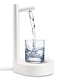 Henzin Desktop Wasserspender für Trinkwasser Wiederaufladbare Elektrischer Automatischer Getränkespender Wasserflaschenpumpe mit Ständer Mini Water Sispenser für Haus/Büro/Außenbereich (Weiß)