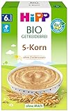 Hipp Bio-Getreide-Breie ungesüßt, Fünf Korn, 6er Pack (6 x 200 g)