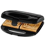 Clatronic® Sandwichmaker | für viereckige Sandwichplatten | Sandwichtoaster mit Antihaftbeschichtung | Toaster Sandwichtoaster mit Backampel | Sandwich Maker bis zu 820 Watt | ST 3814 schwarz