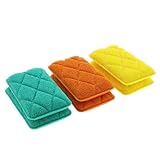 Coolinato 6er Set Silikon Schwämme Schwämmchen, 11,5 x 6,5 x 2 cm, hygienisch und spülmaschinenfest, für empfindliche Oberflächen wie Glas, beschichtete Töpfe und Pfannen